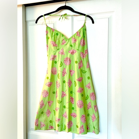 ** Lilly Pulitzer Sundress - Green w/ pink umbrellas & green limes - Size 4** - Picture 1 of 3